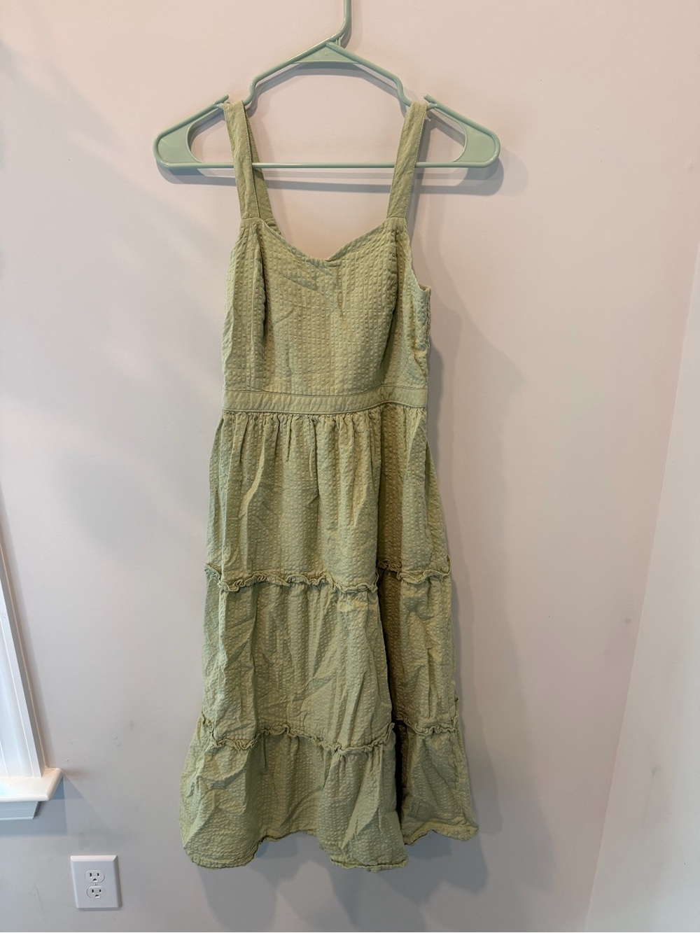 Sage Green Tiered Midi Dress